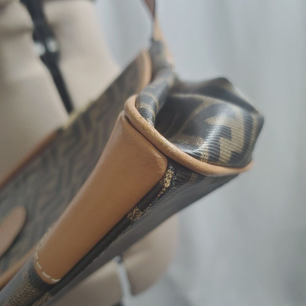 Vintage Fendi Zucca Crossbody Bag Brown FF Monogram Canvas Messenger Italy - Picture 9 of 15